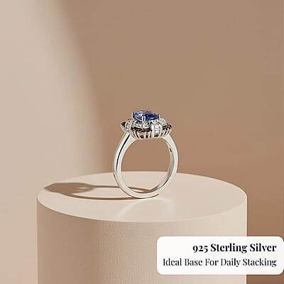 D'Joy Tanzanite and Multi Gemstone 1.75 ctw Baroque Bloom Ring in Rhodium Over Sterling Silver (Size 10.0)