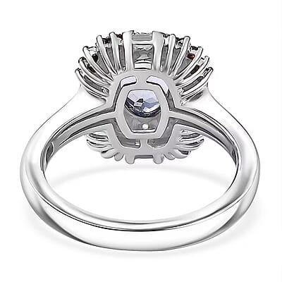 D'Joy Tanzanite and Multi Gemstone 1.75 ctw Baroque Bloom Ring in Rhodium Over Sterling Silver (Size 10.0)
