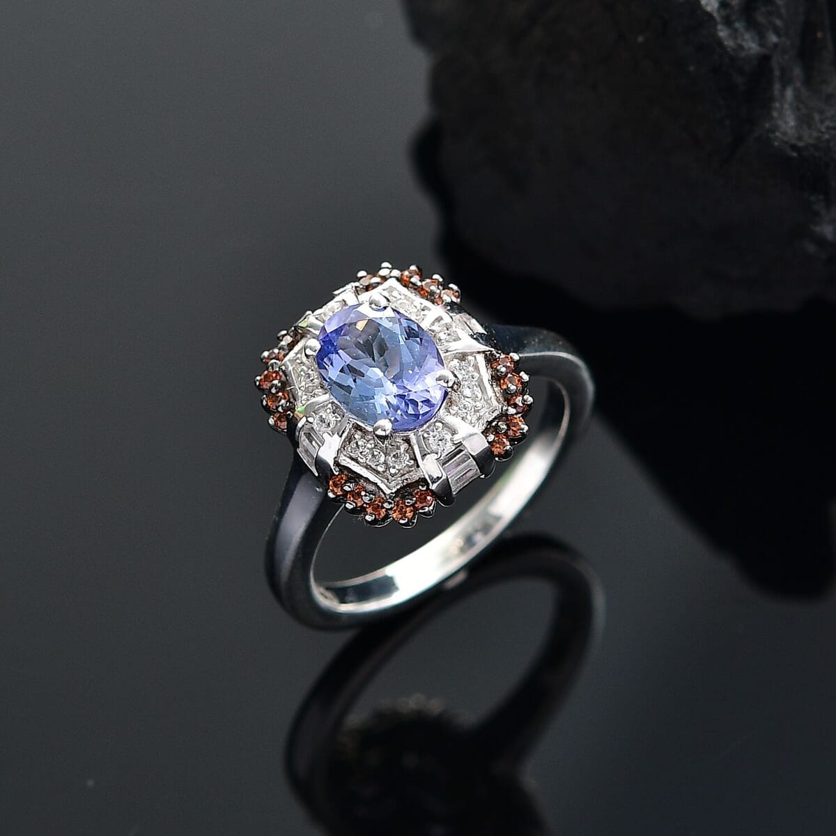 Tanzanite, Multi Gemstone Ring in Rhodium Over Sterling Silver (Size 11.0) 1.75 ctw image number 1