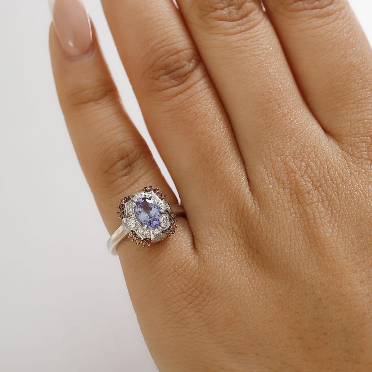 Tanzanite and Multi Gemstone 1.75 ctw Baroque Bloom Ring in Rhodium Over Sterling Silver (Size 9.0) image number 2