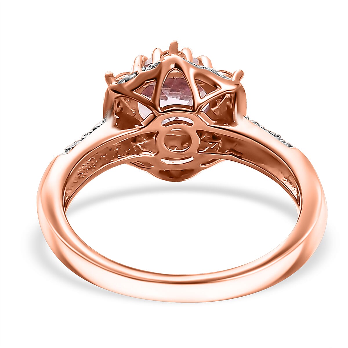 D'Joy Premium Martha Rocha Kunzite and Moissanite 2.35 ctw Rose Petal Crown Ring in 18K Vermeil Rose Gold Over Sterling Silver (Size 8.0)