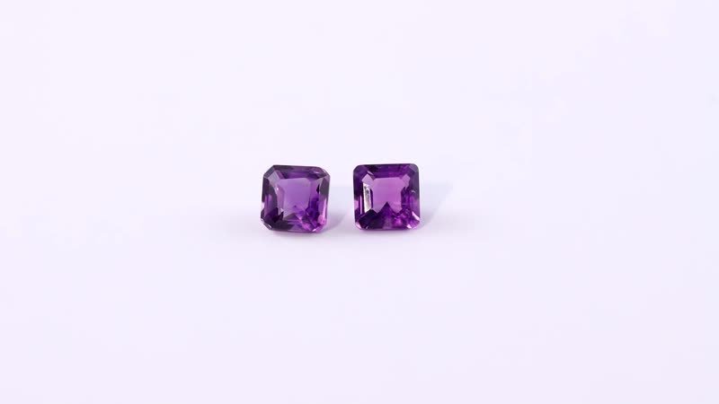 Asscher Cut African Amethyst Set of 2 (Oct 5x5 mm) 0.98 ctw