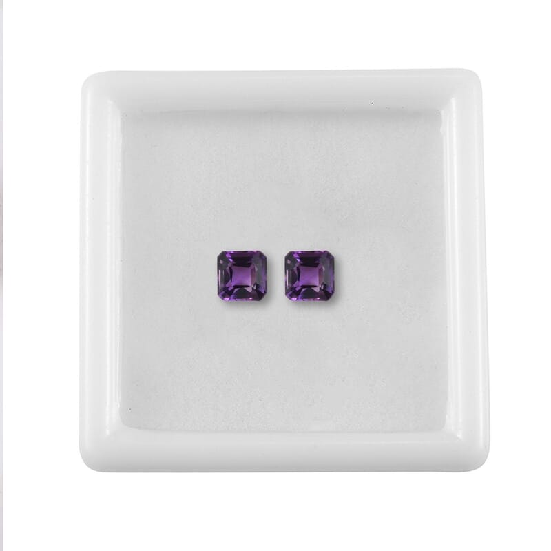 Asscher Cut African Amethyst Set of 2 (Oct 5x5 mm) 0.98 ctw