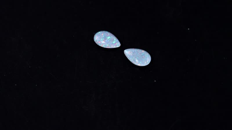Boulder Opal Triplet Set of 2 (Pear 5x5 mm) 1.19 ctw