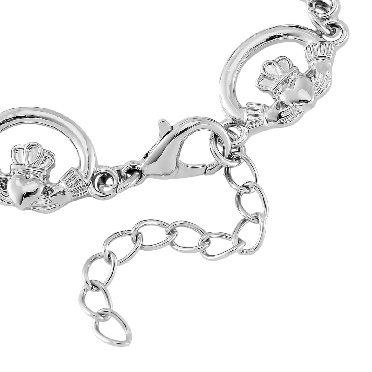 Connemara Marble 30.00 ctw Claddagh Bracelet in Silvertone (7-9.0In)  image number 5