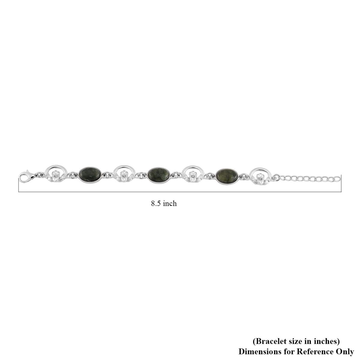 Connemara Marble 30.00 ctw Claddagh Bracelet in Silvertone (7-9.0In)  image number 6