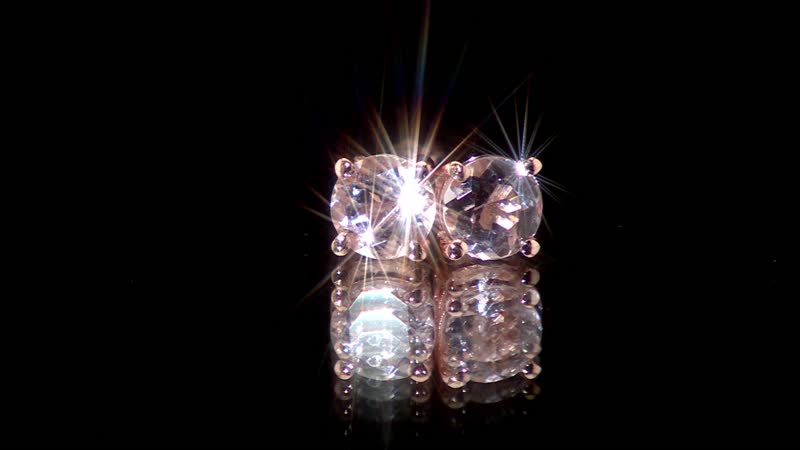 D'Joy Premium Marropino Morganite 0.50 ctw Solitaire Stud Earrings in 18K Vermeil Rose Gold Over Sterling Silver