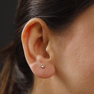 D'Joy Premium Marropino Morganite 0.50 ctw Solitaire Stud Earrings in 18K Vermeil Rose Gold Over Sterling Silver