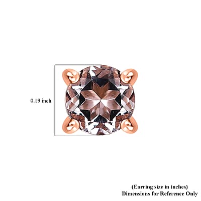 D'Joy Premium Marropino Morganite 0.50 ctw Solitaire Stud Earrings in 18K Vermeil Rose Gold Over Sterling Silver
