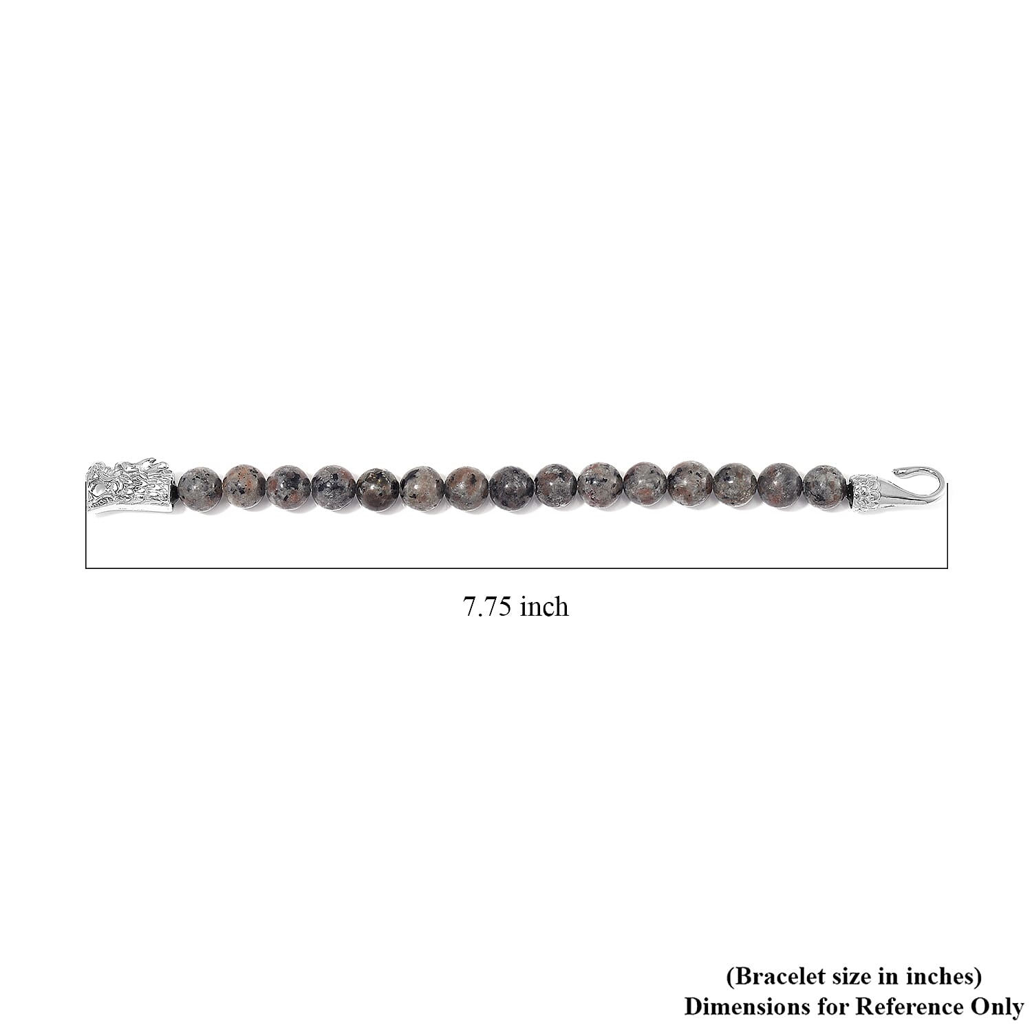 Natural Yooperlite 130.00 ctw 10mm Beaded Dragon Bracelet in Stainless Steel (6.75 In) with Free UV Flash Light