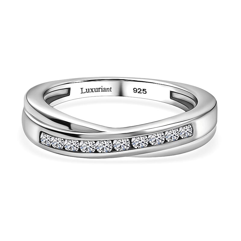 Lab Grown Diamond 0.25 ctw Band Ring in Rhodium Over Sterling Silver (Size 8)