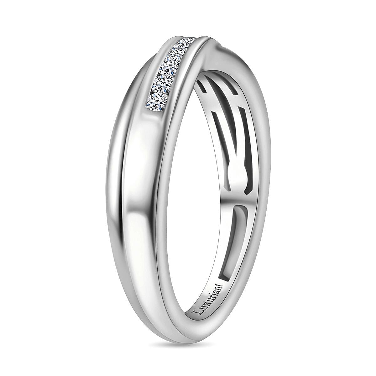 Lab Grown Diamond 0.25 ctw Band Ring in Rhodium Over Sterling Silver (Size 8)