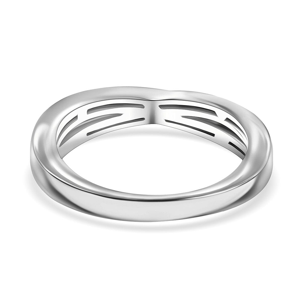 Lab Grown Diamond 0.25 ctw Band Ring in Rhodium Over Sterling Silver (Size 8)