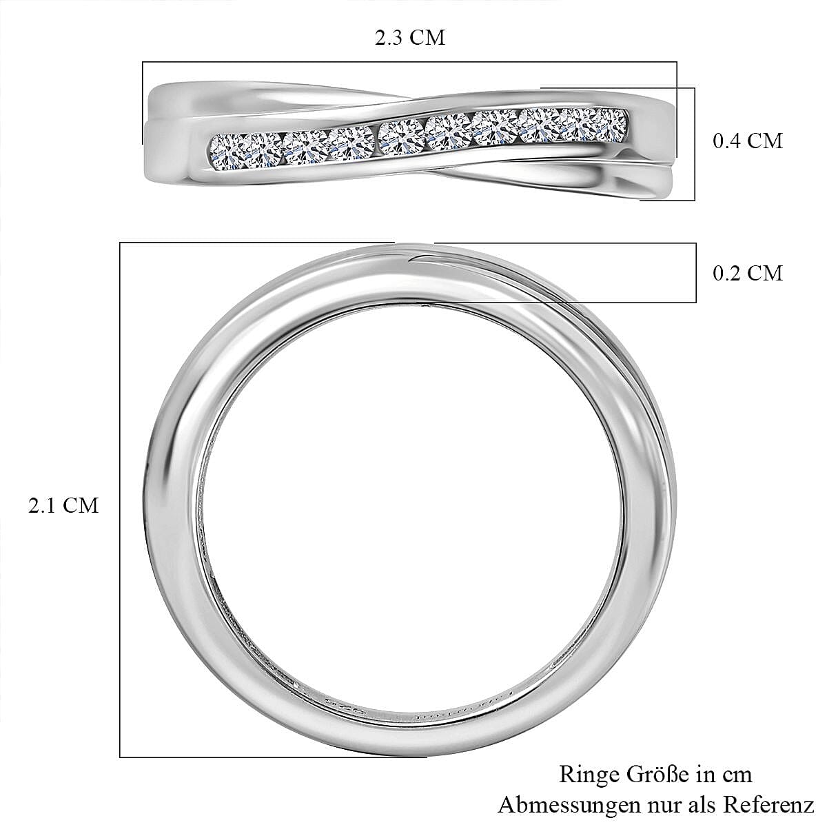 Lab Grown Diamond 0.25 ctw Band Ring in Rhodium Over Sterling Silver (Size 8)