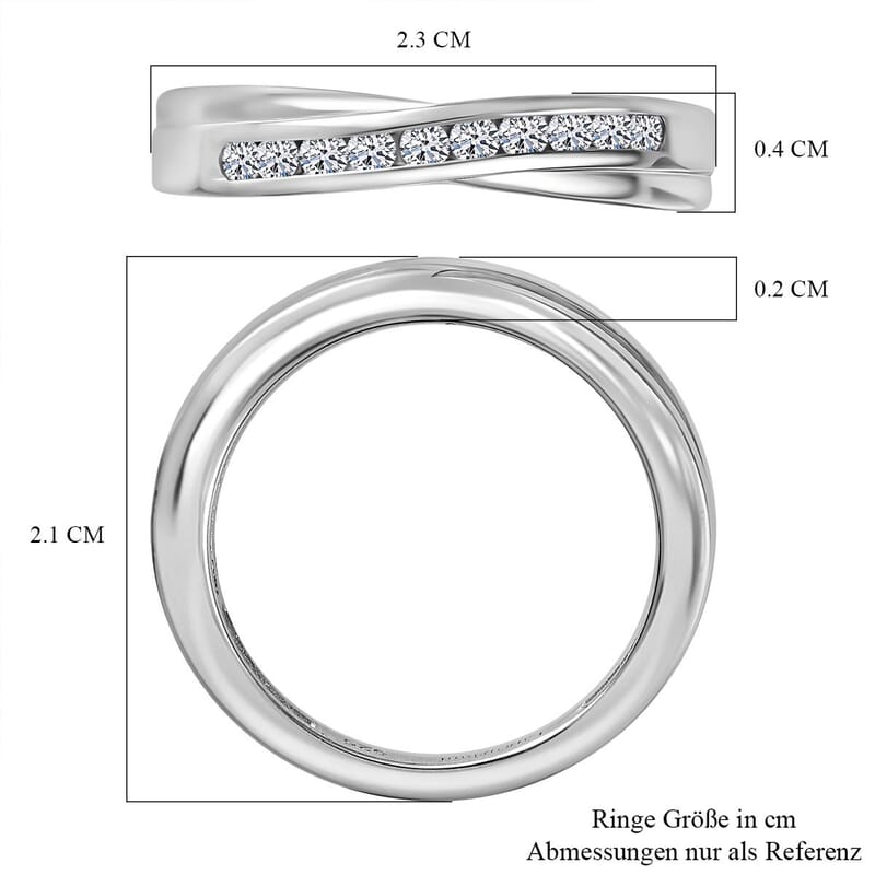 Lab Grown Diamond 0.25 ctw Band Ring in Rhodium Over Sterling Silver (Size 8)