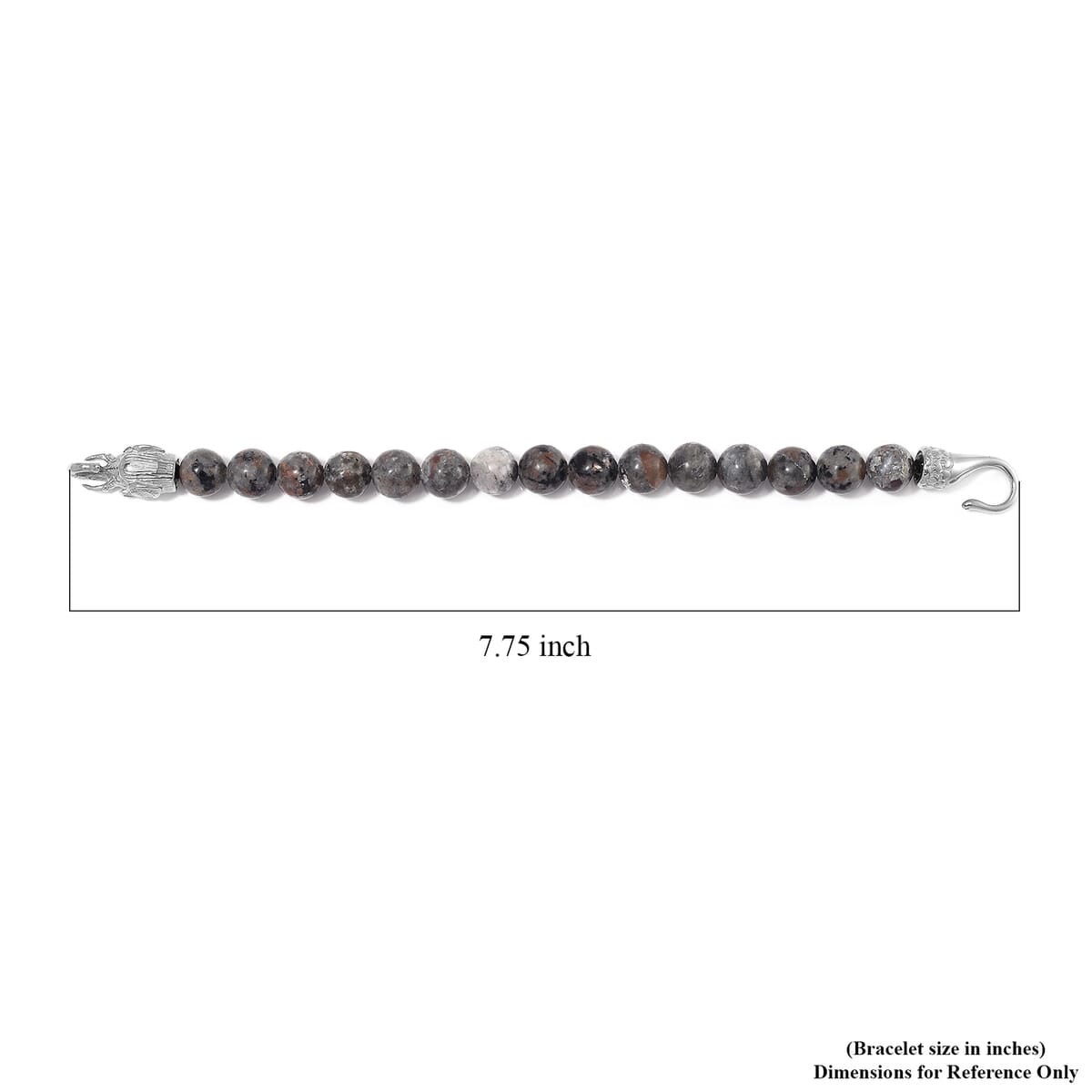 Natural Yooperlite 150.00 ctw 10mm Beaded Elephant Bracelet in Stainless Steel (7.25 In) with Free UV Flash Light image number 3