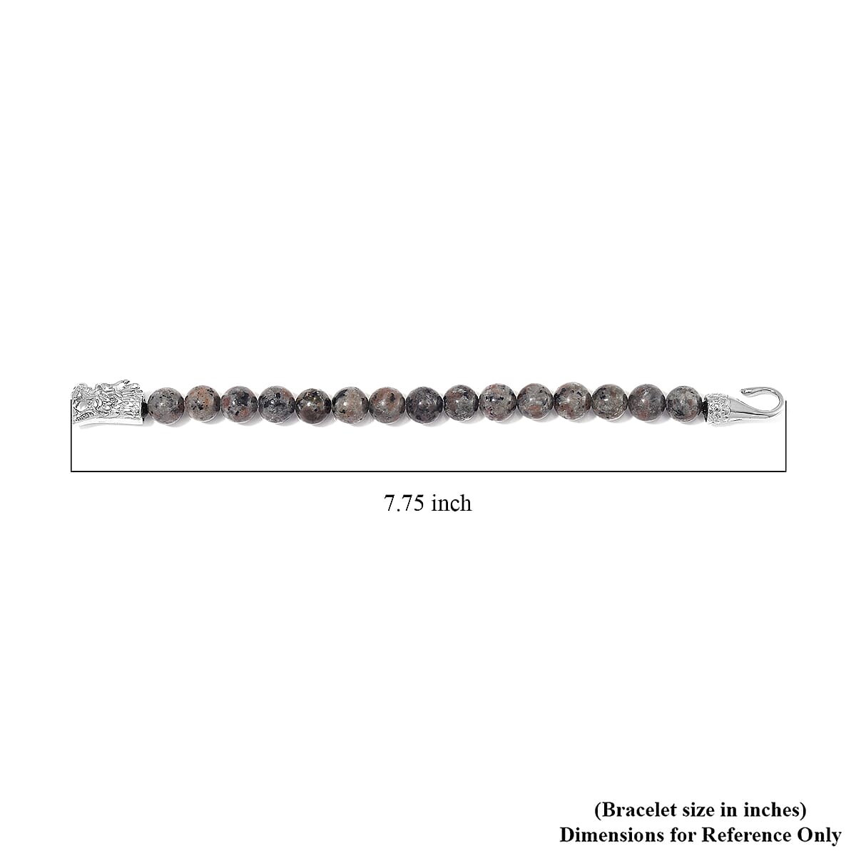 Natural Yooperlite 170.00 ctw 10mm Beaded Dragon Bracelet in Stainless Steel (8.00 In) with Free UV Flash Light image number 3