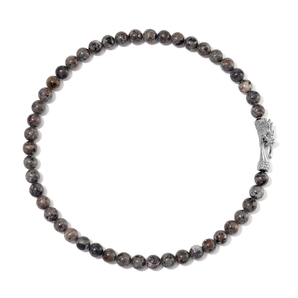 Natural Yooperlite 400.00 ctw 10mm Beaded Dragon Necklace in Stainless Steel 20 Inches with Free UV Flash Light image number 2