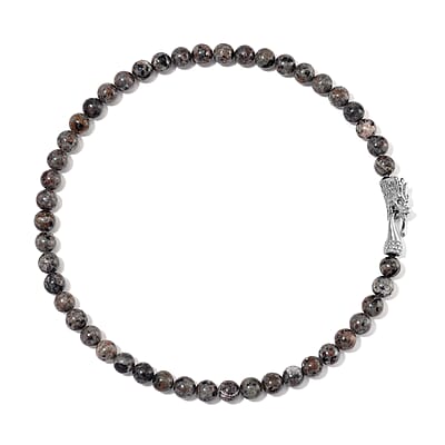 Natural Yooperlite 400.00 ctw 10mm Beaded Dragon Necklace in Stainless Steel 20 Inches with Free UV Flash Light