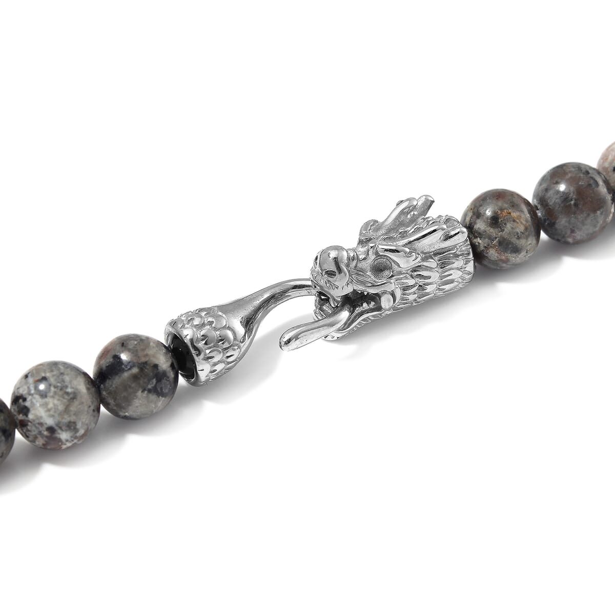 Natural Yooperlite 400.00 ctw 10mm Beaded Dragon Necklace in Stainless Steel 20 Inches with Free UV Flash Light image number 3