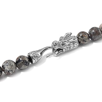 Natural Yooperlite 400.00 ctw 10mm Beaded Dragon Necklace in Stainless Steel 20 Inches with Free UV Flash Light