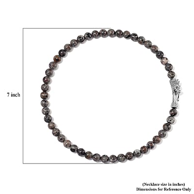 Natural Yooperlite 400.00 ctw 10mm Beaded Dragon Necklace in Stainless Steel 20 Inches with Free UV Flash Light