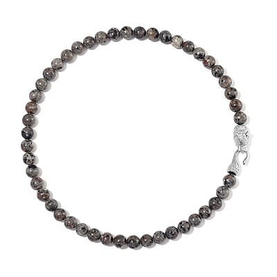 Natural Yooperlite 400.00 ctw 10mm Beaded Panther Necklace in Stainless Steel 20 Inches with Free UV Flash Light
