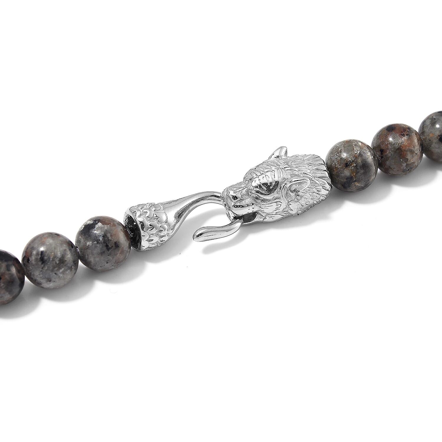 Natural Yooperlite 400.00 ctw 10mm Beaded Panther Necklace in Stainless Steel 20 Inches with Free UV Flash Light