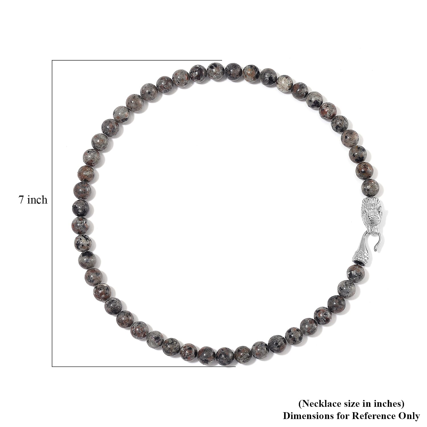 Natural Yooperlite 400.00 ctw 10mm Beaded Panther Necklace in Stainless Steel 20 Inches with Free UV Flash Light