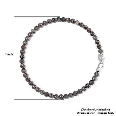 Natural Yooperlite 400.00 ctw 10mm Beaded Panther Necklace in Stainless Steel 20 Inches with Free UV Flash Light