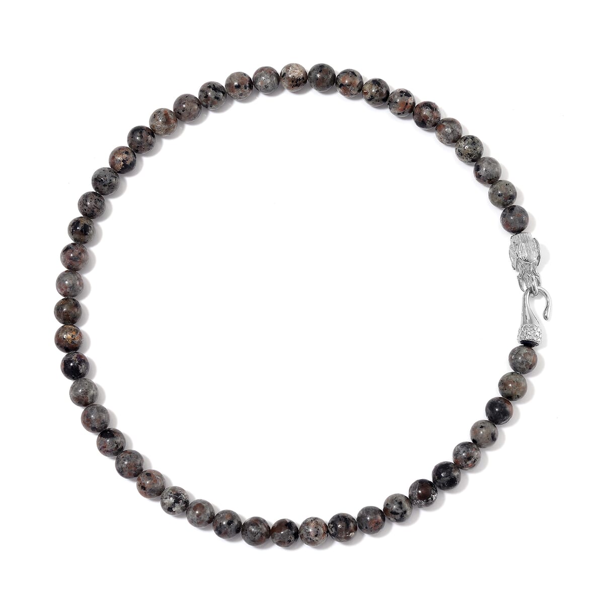 Natural Yooperlite 400.00 ctw 10mm Beaded Elephant Necklace in Stainless Steel 20 Inches with Free UV Flash Light image number 2