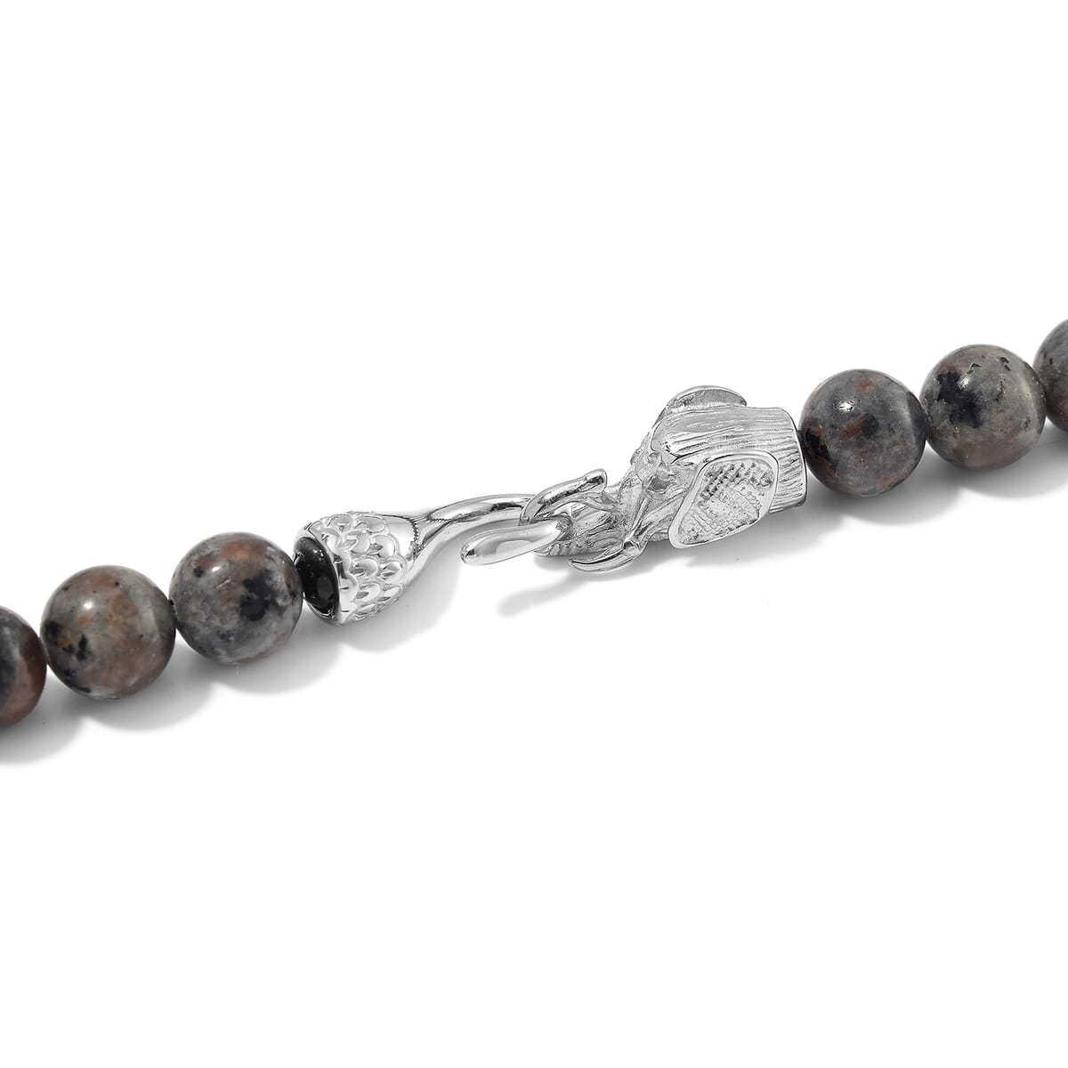 Natural Yooperlite 400.00 ctw 10mm Beaded Elephant Necklace in Stainless Steel 20 Inches with Free UV Flash Light image number 3