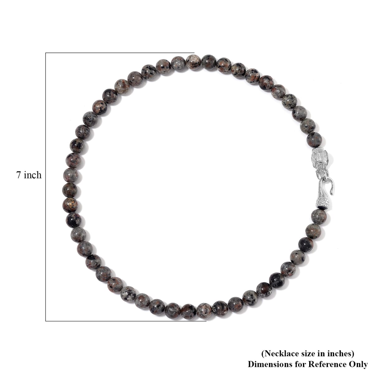 Natural Yooperlite 400.00 ctw 10mm Beaded Elephant Necklace in Stainless Steel 20 Inches with Free UV Flash Light image number 4
