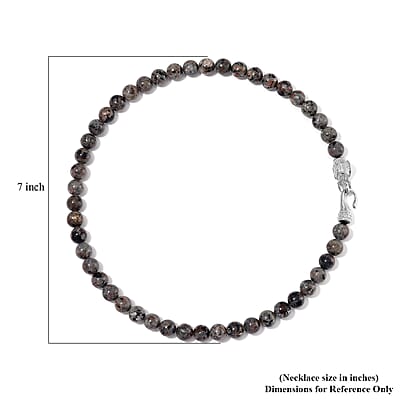 Natural Yooperlite 400.00 ctw 10mm Beaded Elephant Necklace in Stainless Steel 20 Inches with Free UV Flash Light