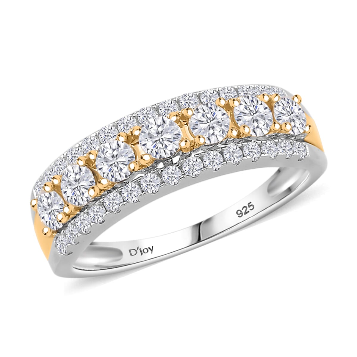 D'Joy Moissanite 0.85 ctw Ring in Rhodium Over Sterling Silver and 10K Yellow Gold (Size 6.0) image number 0