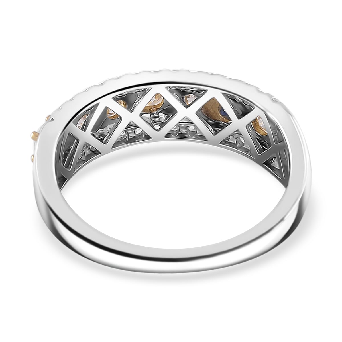 D'Joy Moissanite 0.85 ctw Ring in Rhodium Over Sterling Silver and 10K Yellow Gold (Size 6.0) image number 3