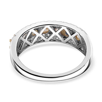 D'Joy Moissanite 0.85 ctw Ring in Rhodium Over Sterling Silver and 10K Yellow Gold (Size 6.0)