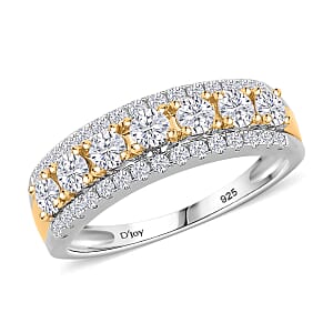 D'Joy Moissanite 0.85 ctw Ring in Rhodium Over Sterling Silver and 10K Yellow Gold (Size 8.0)
