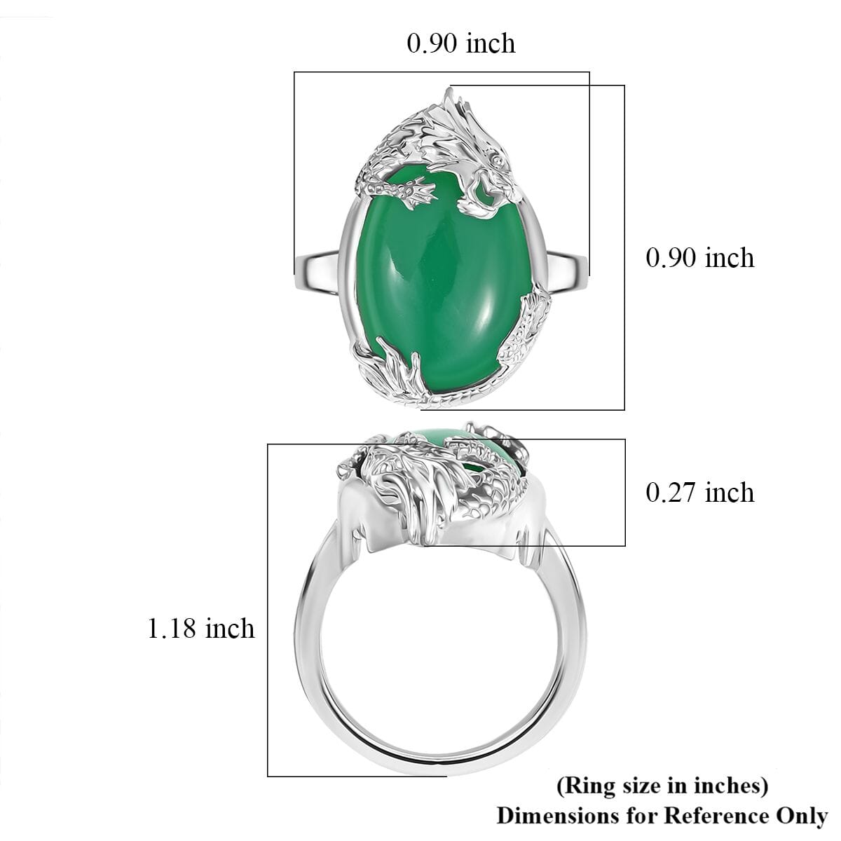 D'Joy Verde Onyx 12.75 ctw Dragon Ring in Rhodium Over Sterling Silver (Size 10.0)  image number 5