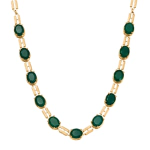 Karis Verde Onyx 27.25 Paperclip Necklace 18 Inches in 18K YG Plated