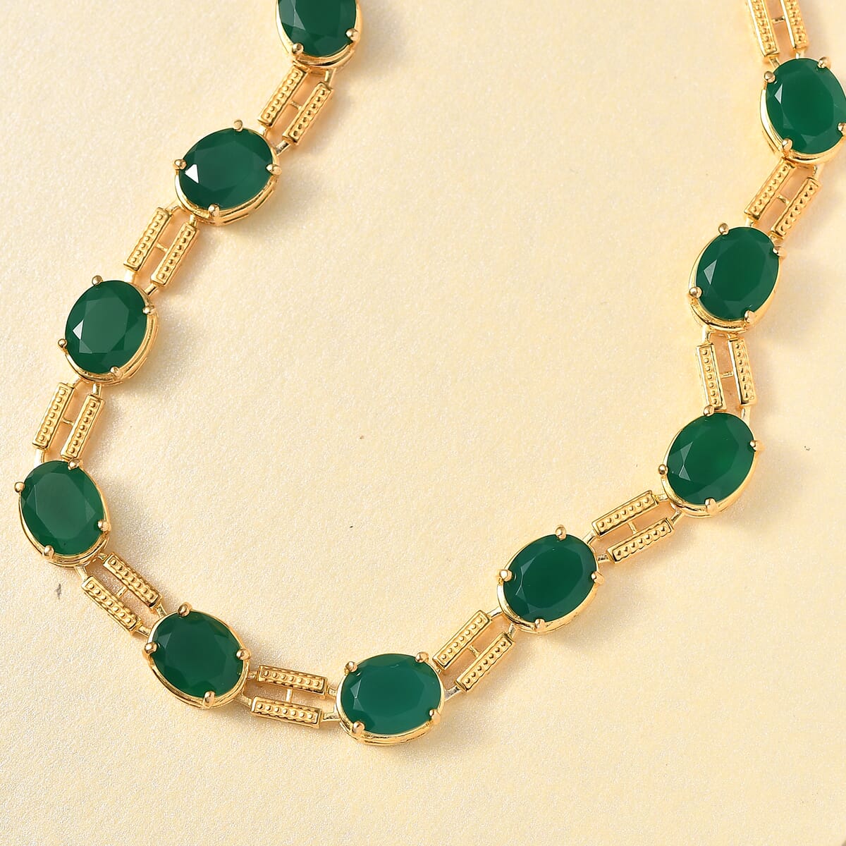 Karis Verde Onyx 27.25 Paperclip Necklace 18 Inches in 18K YG Plated image number 1