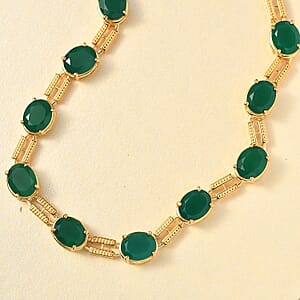 EverTrue Verde Onyx 25.00 ctw Paperclip Necklace in 18K Yellow Gold Plated 18 Inches