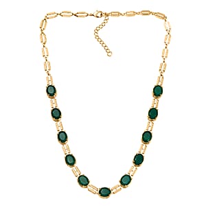 EverTrue Verde Onyx 25.00 ctw Paperclip Necklace in 18K Yellow Gold Plated 18 Inches