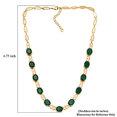 EverTrue Verde Onyx 25.00 ctw Paperclip Necklace in 18K Yellow Gold Plated 18 Inches