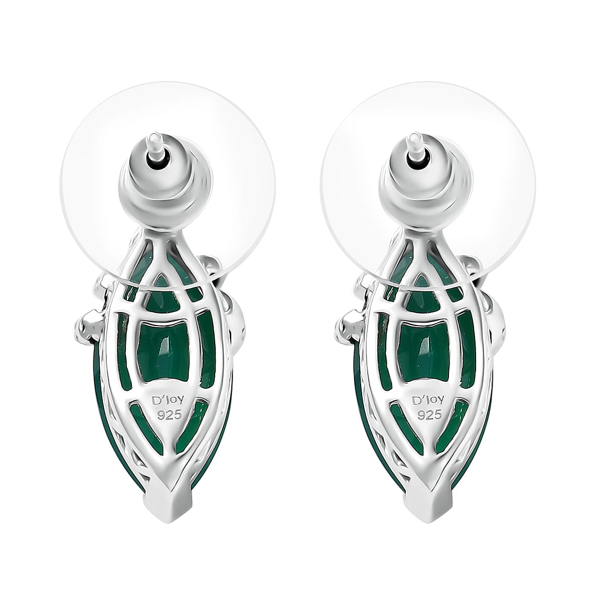D'Joy Verde Onyx and Thai Black Spinel 7.40 ctw Snake Stud Earrings in Rhodium Over Sterling Silver