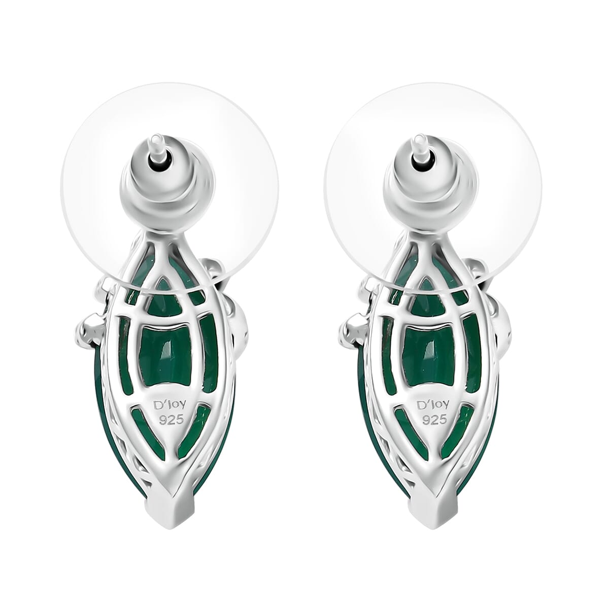 D'Joy Verde Onyx and Thai Black Spinel 7.40 ctw Snake Stud Earrings in Rhodium Over Sterling Silver image number 4