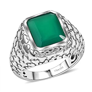 D'Joy Verde Onyx 5.85 ctw Art Deco Men's Ring in Rhodium Over Sterling Silver (Size 9.0)
