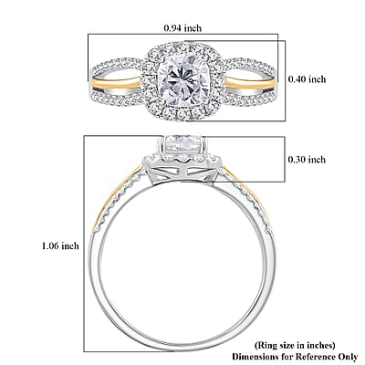 Moissanite 1.50 ctw Ring in Rhodium Over Sterling Silver and 10K Yellow Gold (Size 10.0)