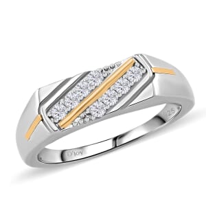 Moissanite 0.25 ctw Ring in Rhodium Over Sterling Silver and 10K Yellow Gold (Size 10.0)