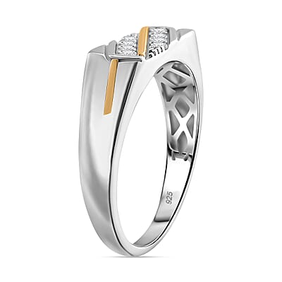 Moissanite 0.25 ctw Ring in Rhodium Over Sterling Silver and 10K Yellow Gold (Size 10.0)